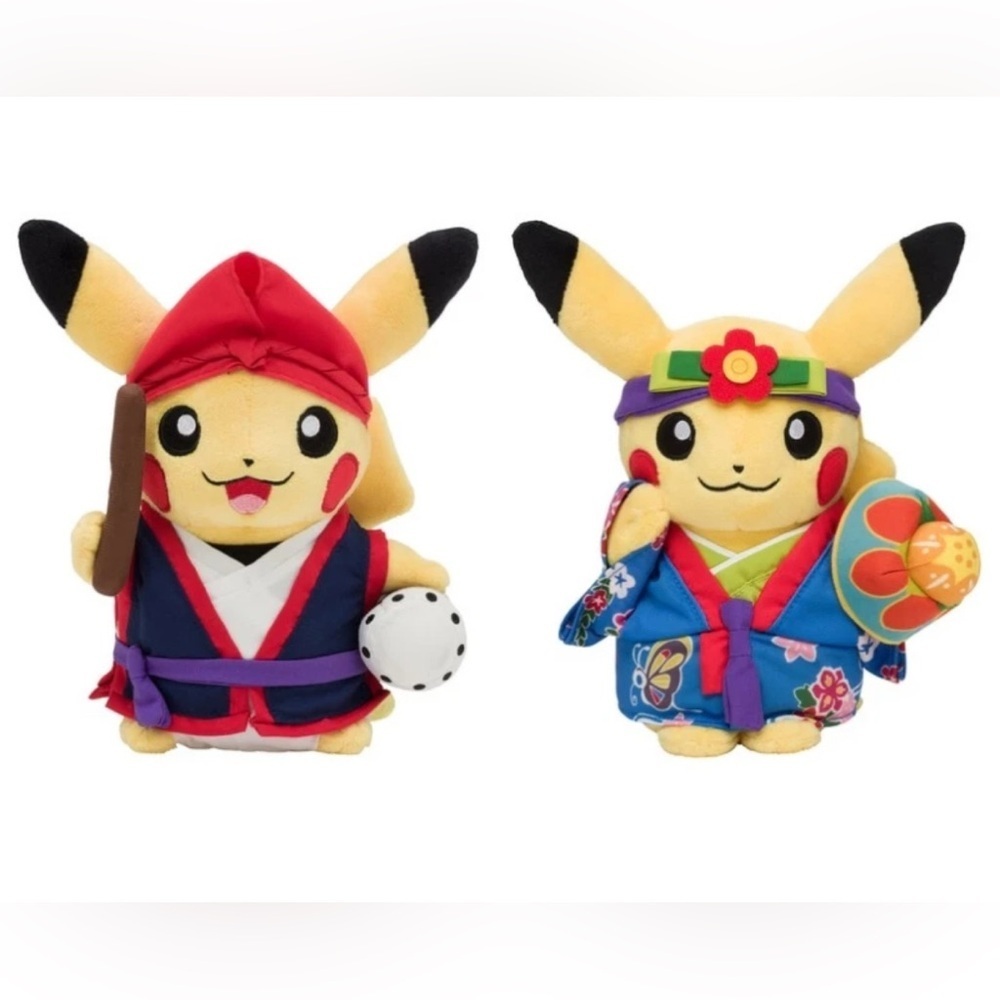 Pokemon Center Okinawa PIKACHU EISA Mascot Plush doll Set of 2 W/Shopbag New